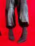 LUX leather imitation pants "BE STRONGER LD3347" - BLACK